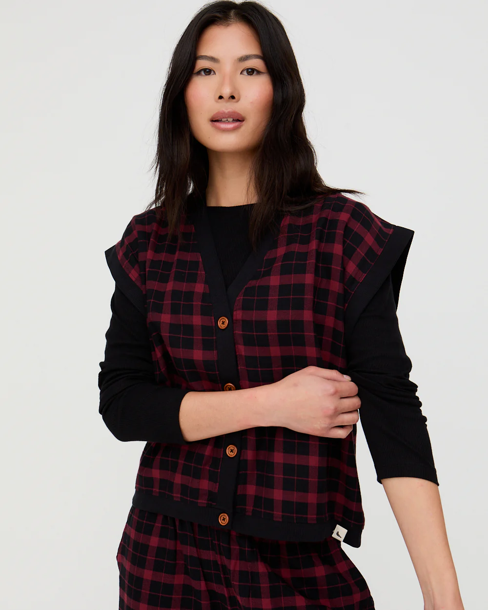 Blythe Red Check Print Sleeveless Top