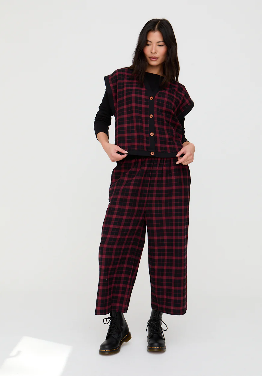 Blythe Red Check Print Sleeveless Top - Image 2