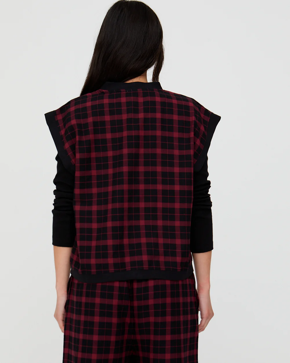 Blythe Red Check Print Sleeveless Top - Image 5