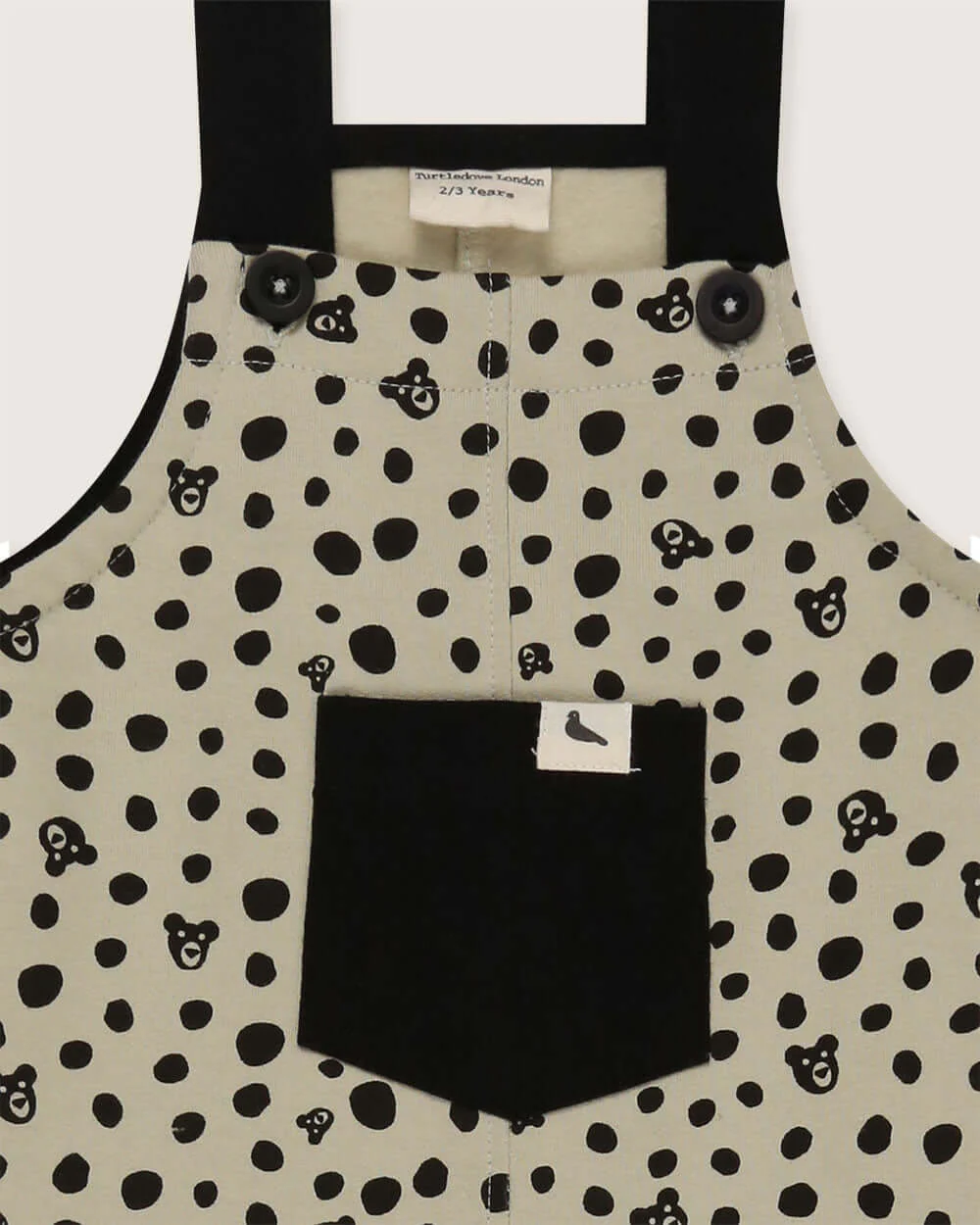 Grey Spotty Bear Print Dungarees - Image 4