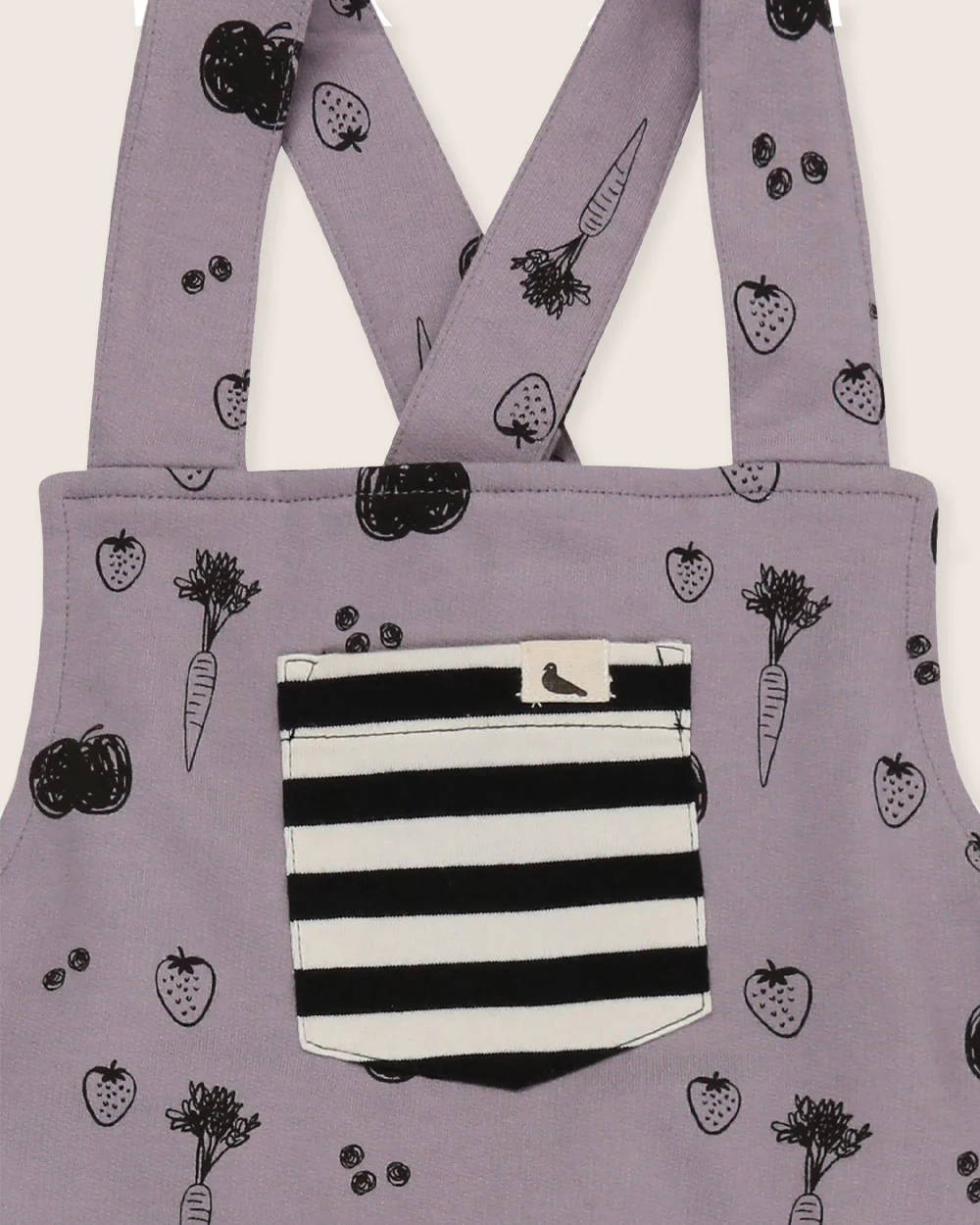 Charcoal Grey Fruit Print Dungarees - Image 3