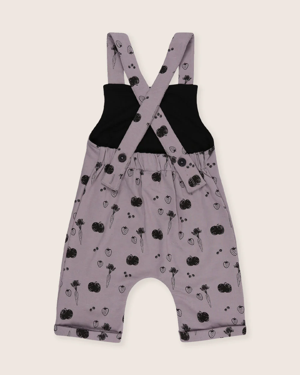 Charcoal Grey Fruit Print Dungarees - Image 4