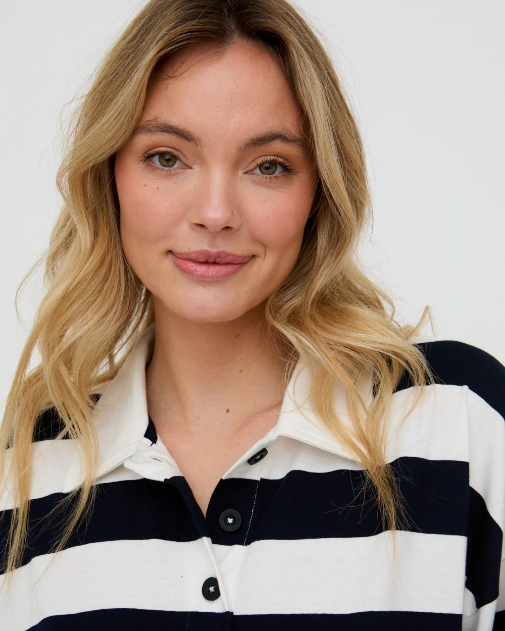 PREORDER - Maude Navy Stripe Print Rugby Top - Image 4