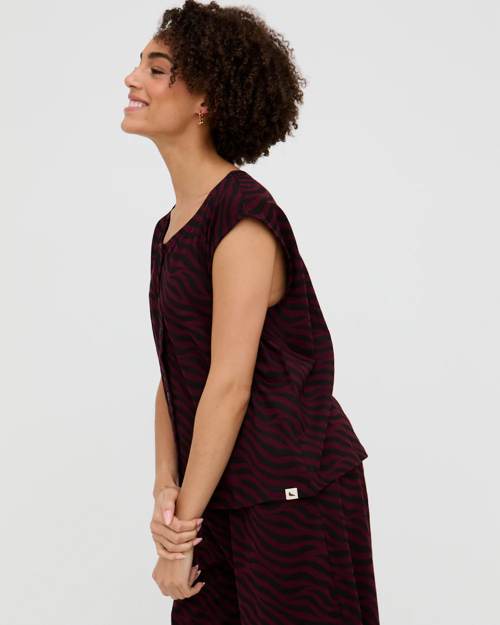 PREORDER - Pip Burgundy Tiger Print Sleeveless Top