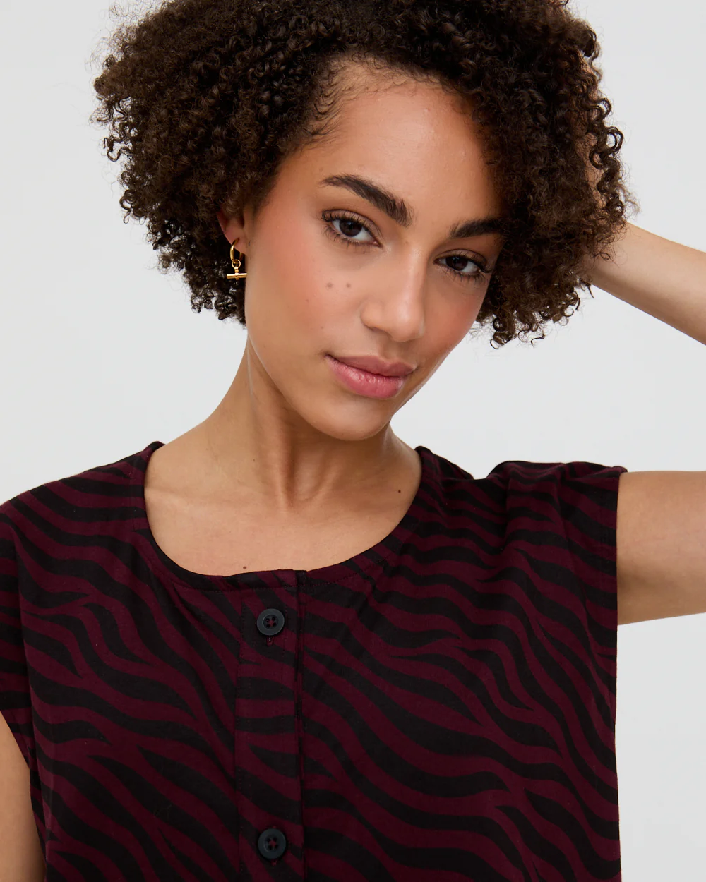 PREORDER - Pip Burgundy Tiger Print Sleeveless Top - Image 3