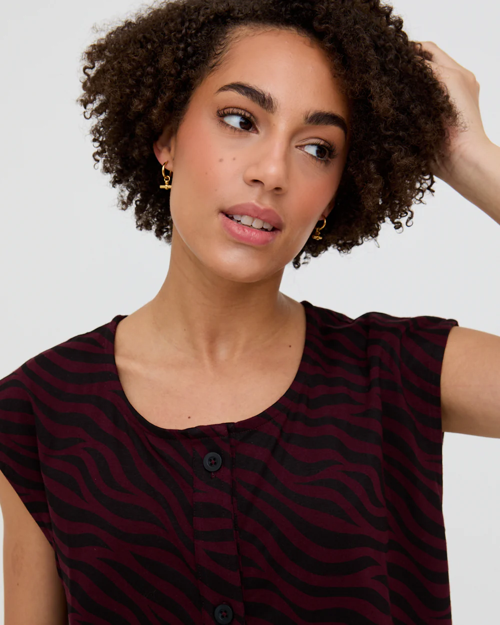 PREORDER - Pip Burgundy Tiger Print Sleeveless Top - Image 5