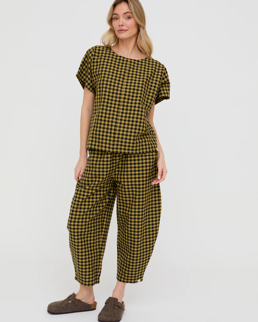 PREORDER - Wyn Mustard Check Print Top - Image 4